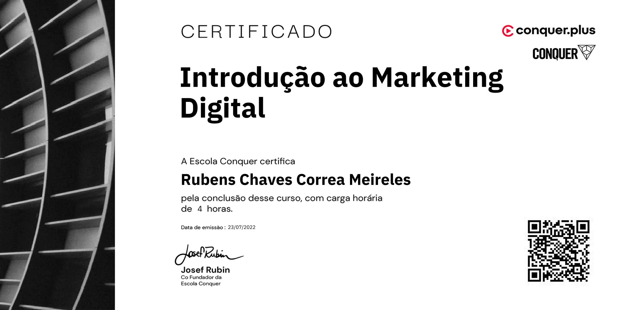 Certificado de Introdução ao Marketing Digital